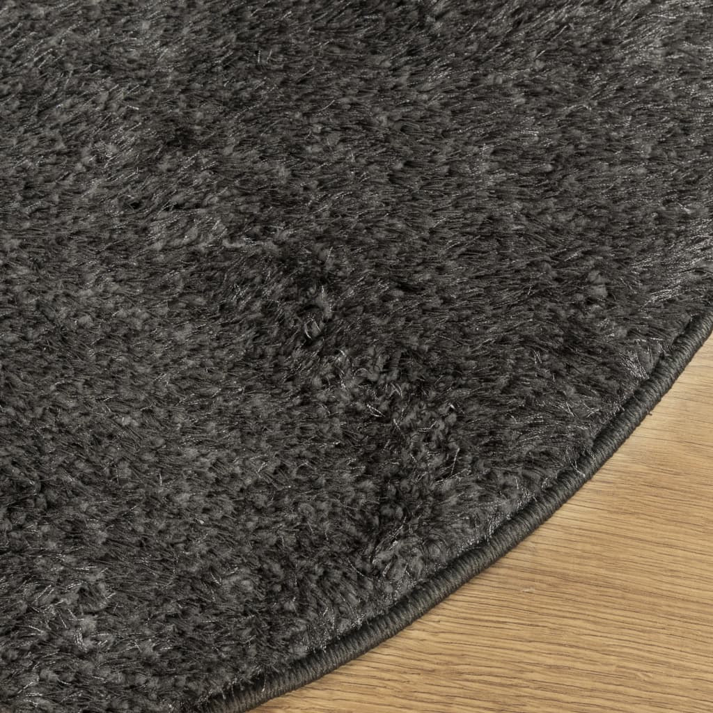 Tapete de pelo alto aspeto brilhante istan ø 160 cm antracite