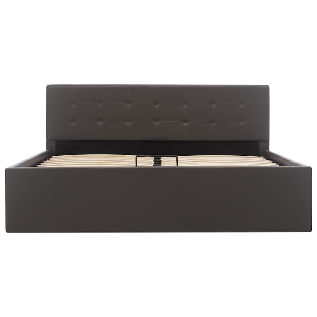 Cama hidráulica c/ arrumação 140x200cm couro artificial cinza