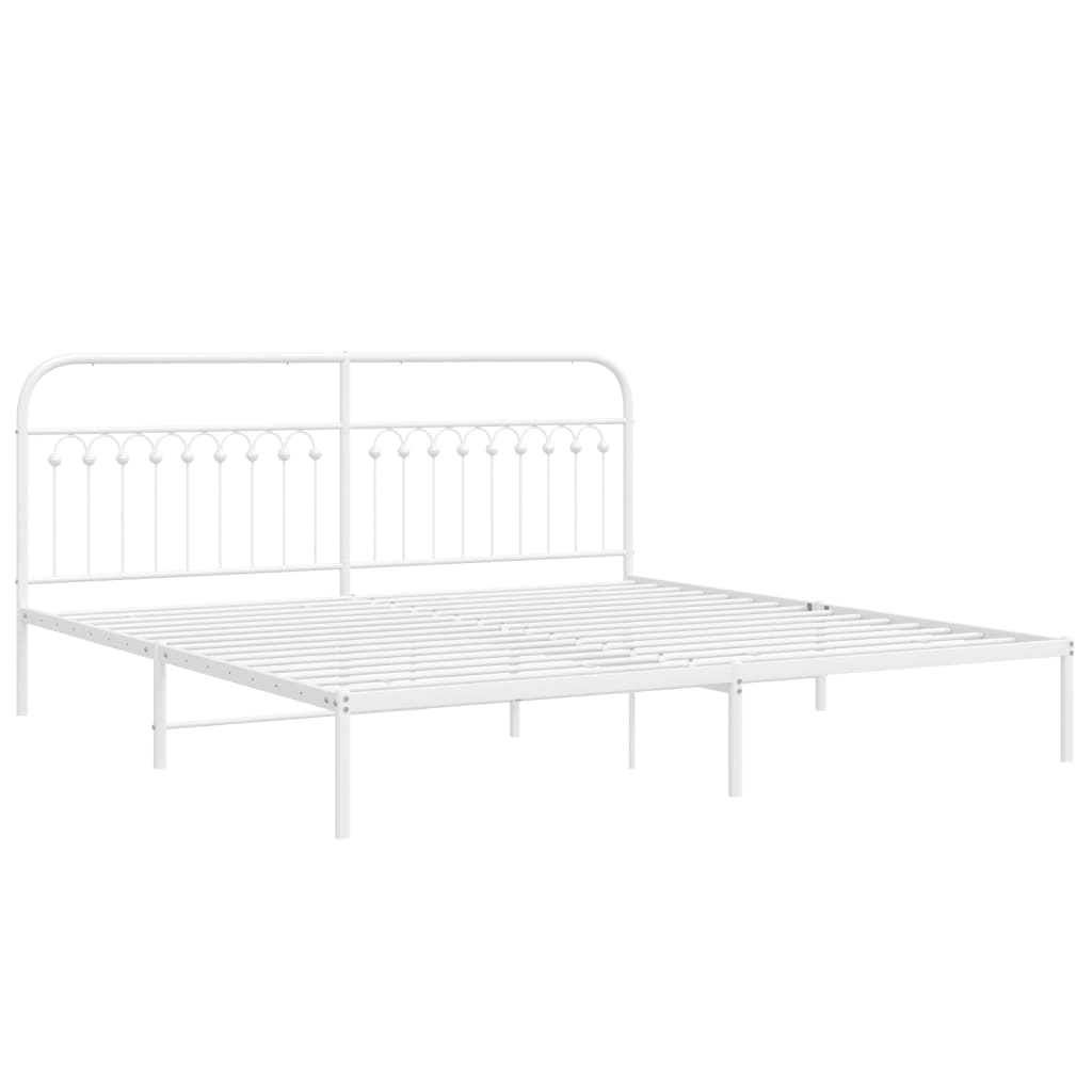 Estrutura de cama com cabeceira 200x200 cm metal branco