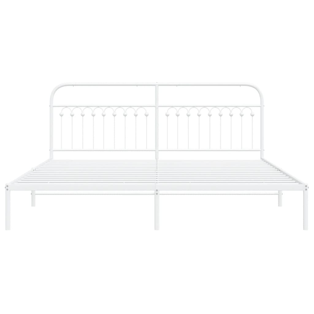 Estrutura de cama com cabeceira 200x200 cm metal branco