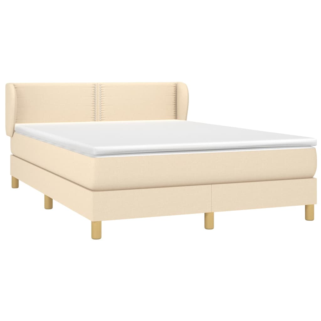 Cama com molas/colchão 140x190 cm tecido cor creme