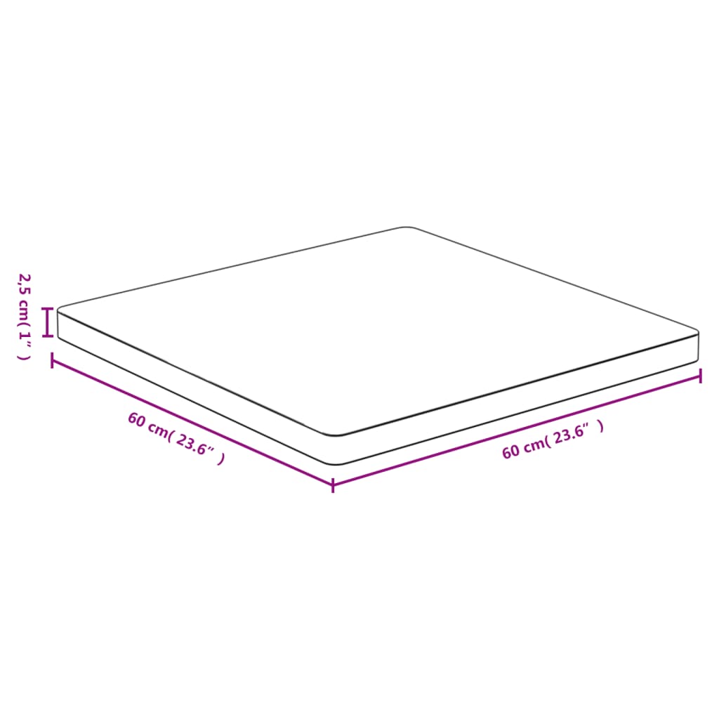 Tampo de mesa 60x60x2,5 cm bambu