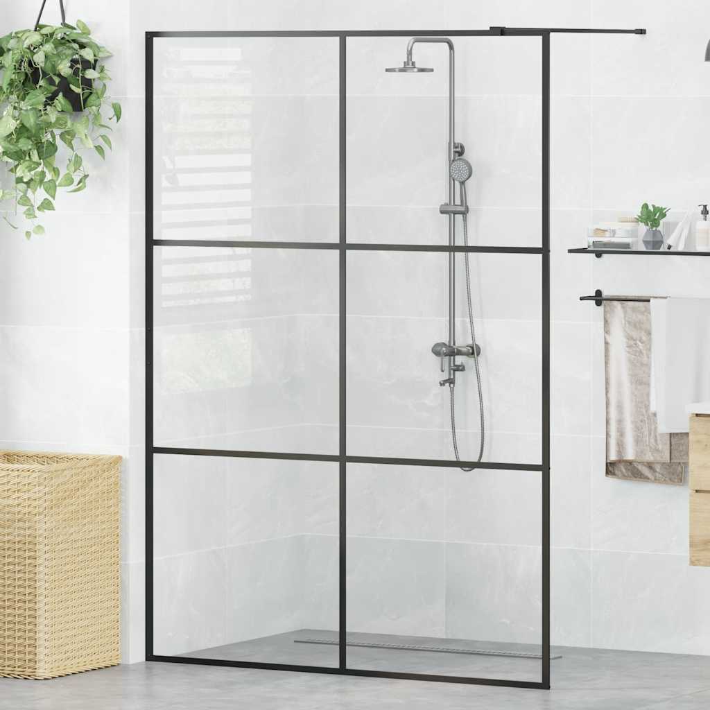 Divisória de chuveiro c/ vidro transparente esg 140x195cm preto