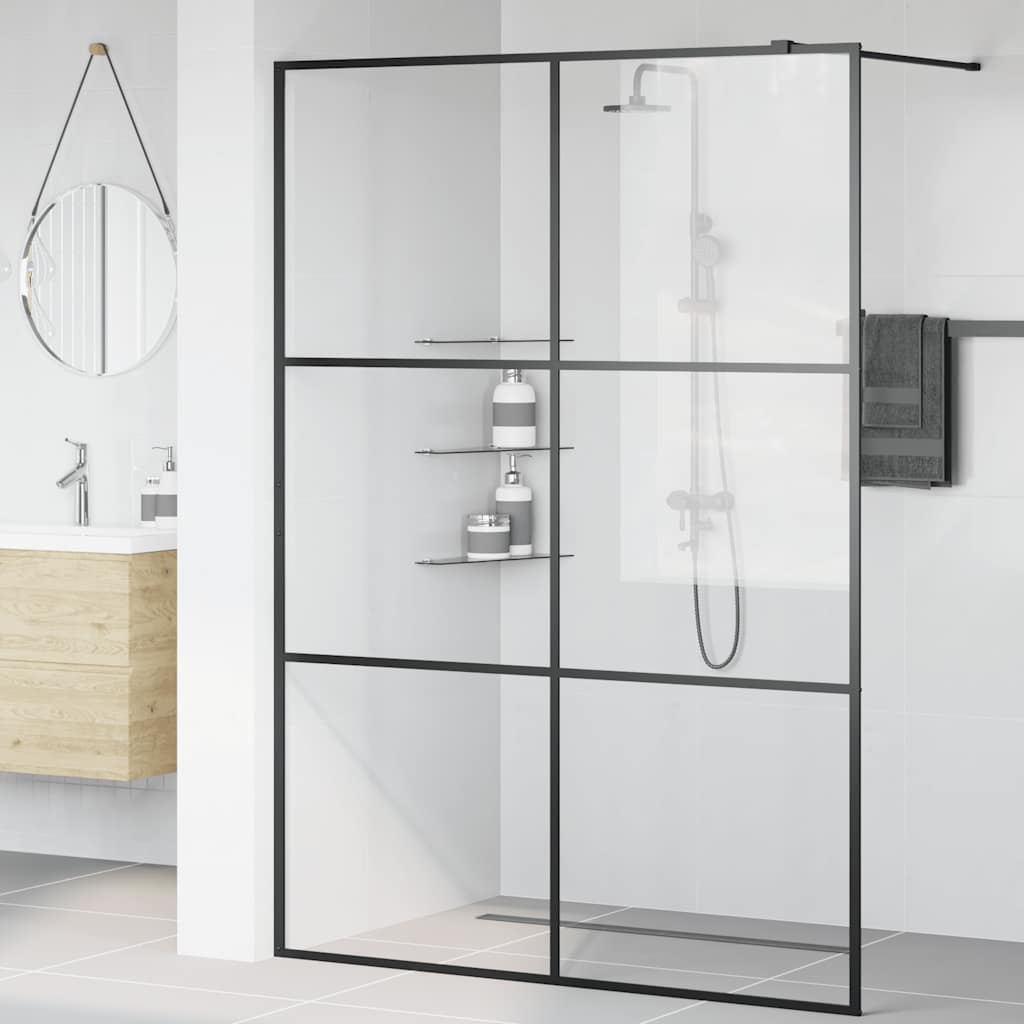 Divisória de chuveiro c/ vidro transparente esg 140x195cm preto