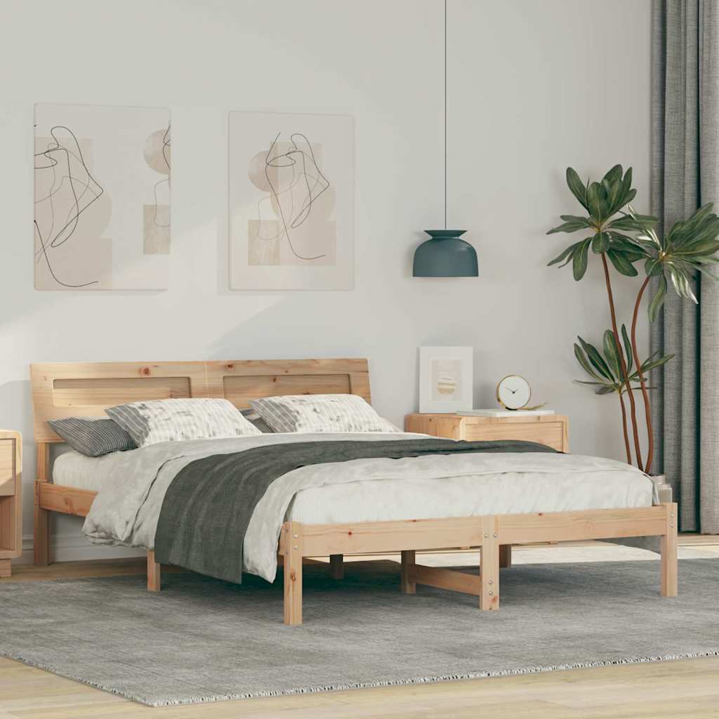 Estrutura da cama com cabeceira castanho 120 x 190 cm