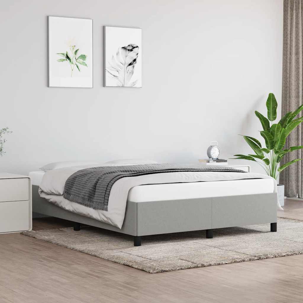 Estrutura de cama sem colchão 140x190 cm tecido cinzento-claro