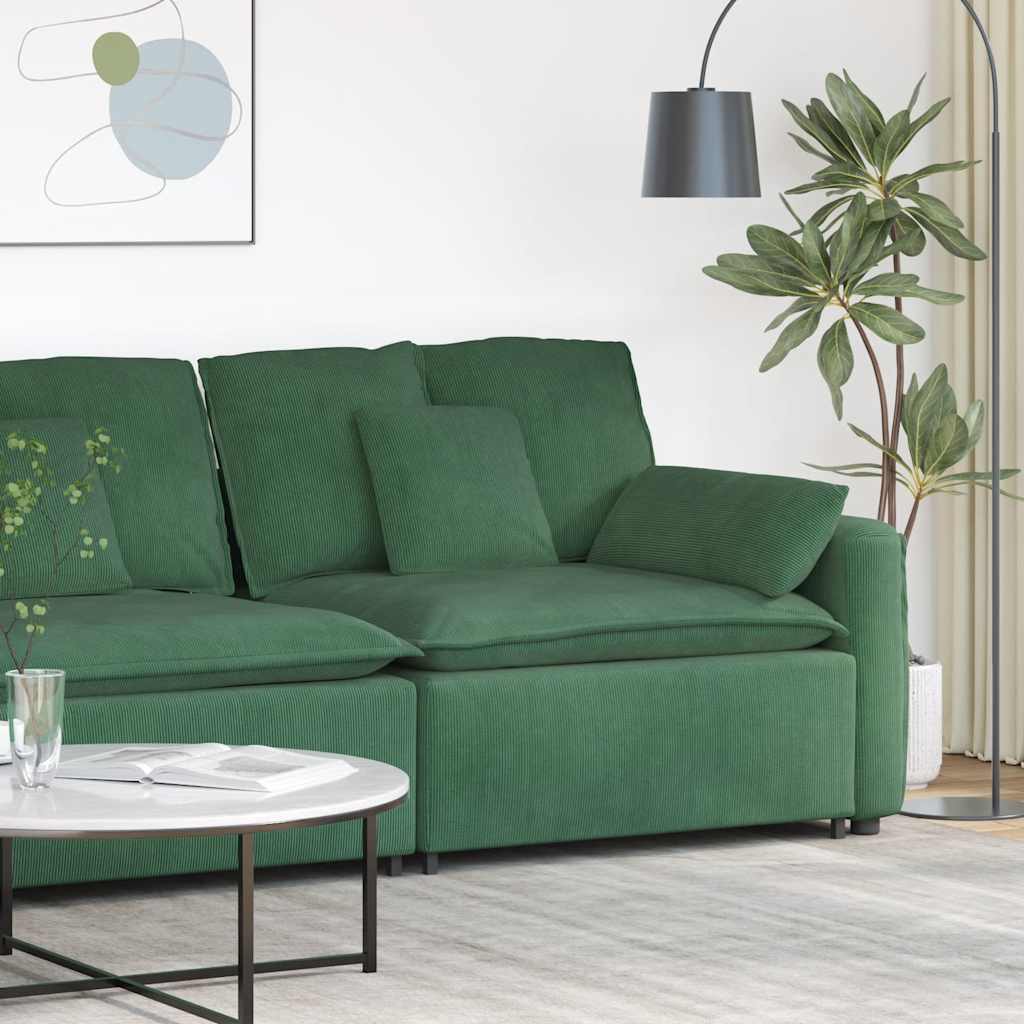 Módulo de extremidade de apoio de braço para sofá modular com almofadas, verde escuro, 100 cm