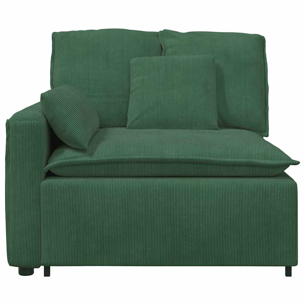Módulo de extremidade de apoio de braço para sofá modular com almofadas, verde escuro, 100 cm