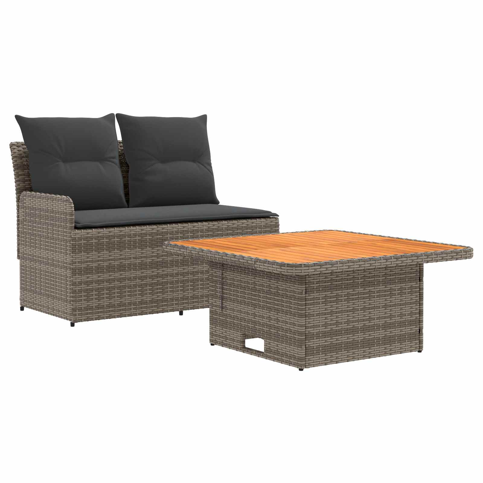 Sofá de jardim com braço e mesa levantável 2 peça rattan de PE