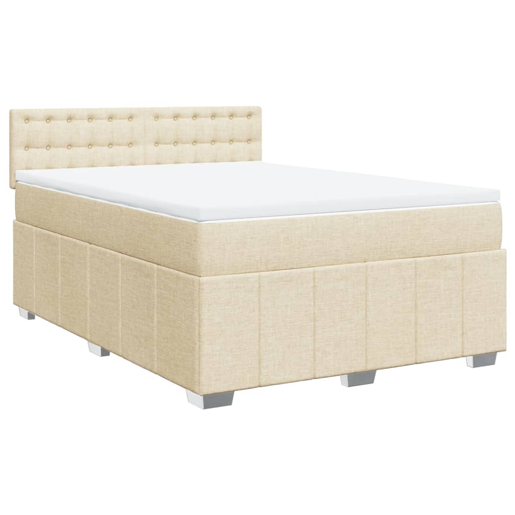 Cama com molas/colchão 160x200 cm tecido cor creme