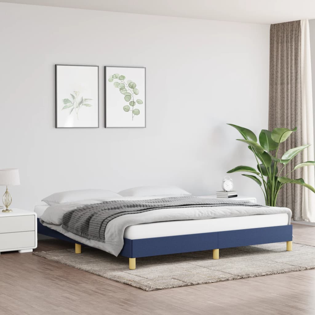 Estrutura de cama sem colchão 180x200 cm tecido azul