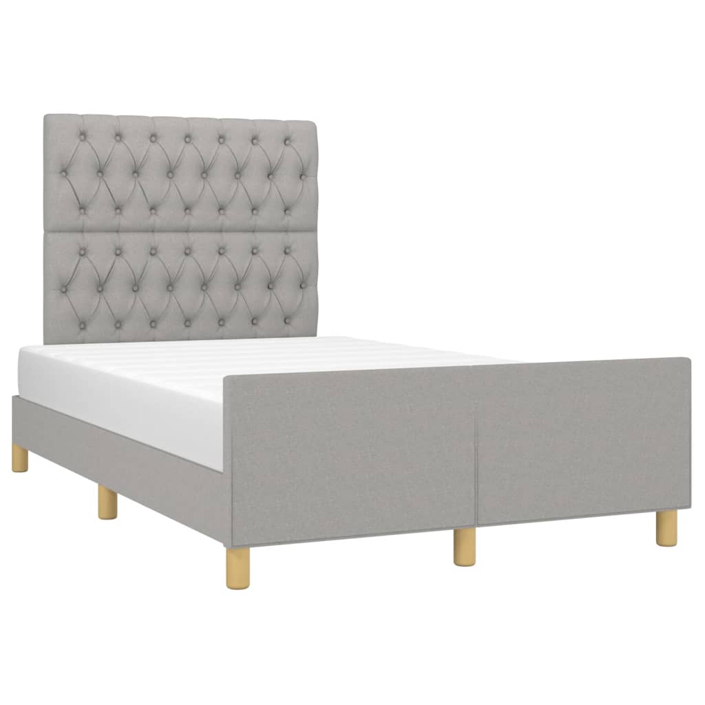 Estrutura de cama sem colchão 120x200 cm tecido cinzento-claro