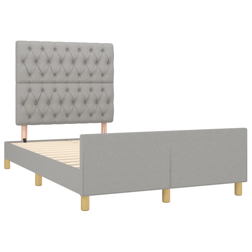 Estrutura de cama sem colchão 120x200 cm tecido cinzento-claro