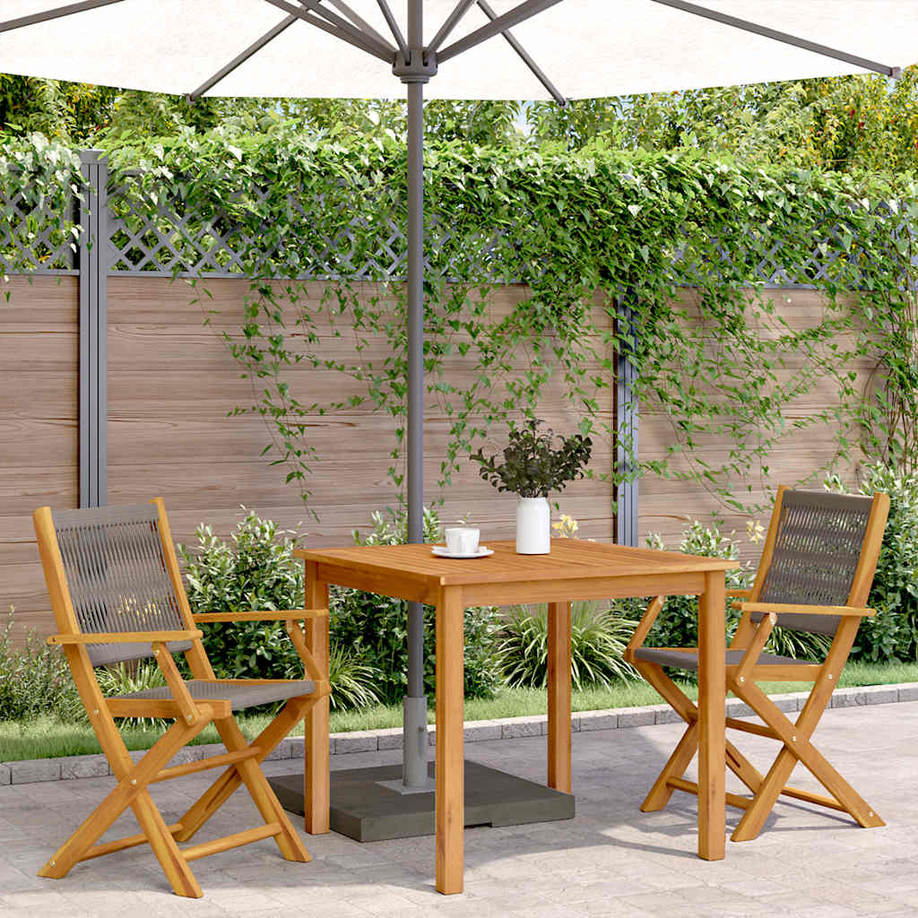 Cadeiras de jardim 2 pcs acácia maciça e polipropileno cinzento