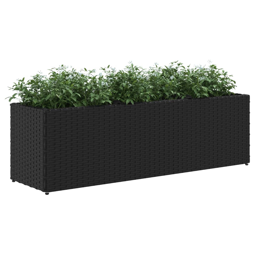 Floreira de jardim com 3 vasos 2pcs 105x30x32 cm vime PE preto