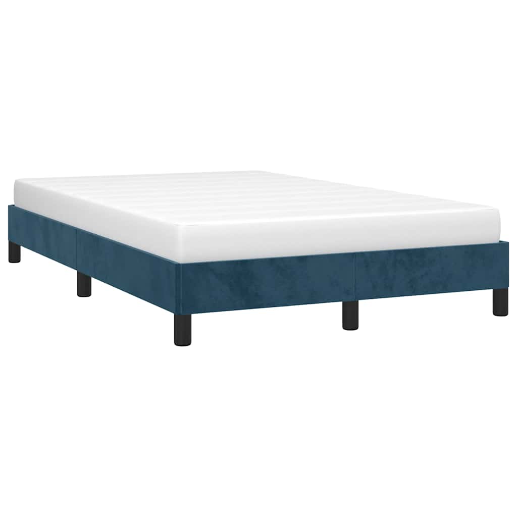 Estrutura de cama sem colchão azul escuro 120x190 cm veludo