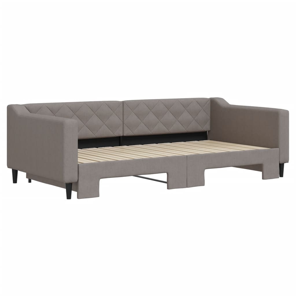 Sofá-cama com gavetão 100x200 cm tecido cinzento-acastanhado