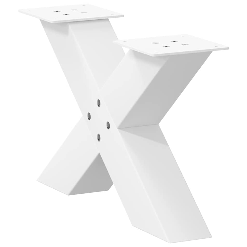 Pés para mesa de centro em formato de x, 2 peças, branco, 60x (30-31) cm, aço