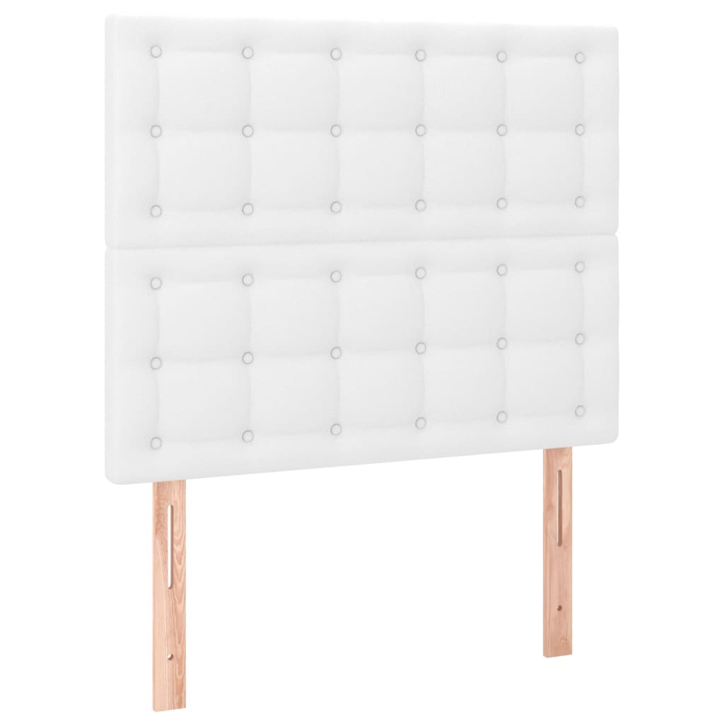 Cabeceira cama c/ LED couro artificial 90x5x118/128 cm branco