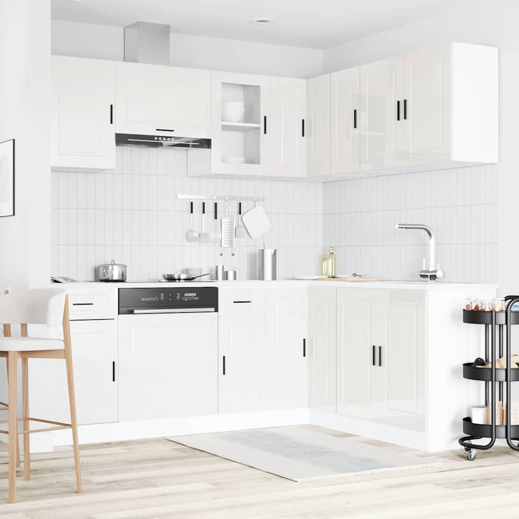 11 Peças armário de cozinha conjunto porto brilho branco