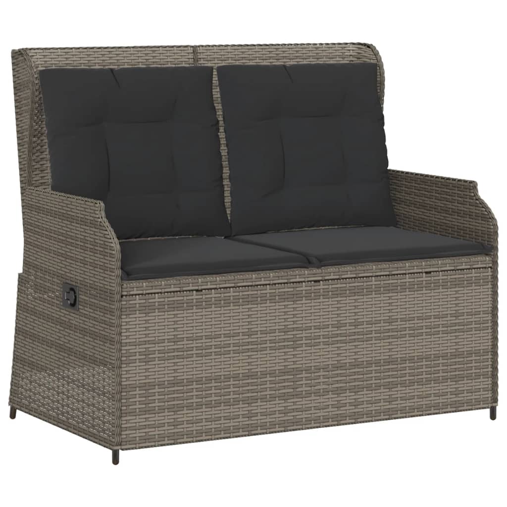 3 Pcs conjunto lounge de jardim c/ almofadões vime PE cinzento