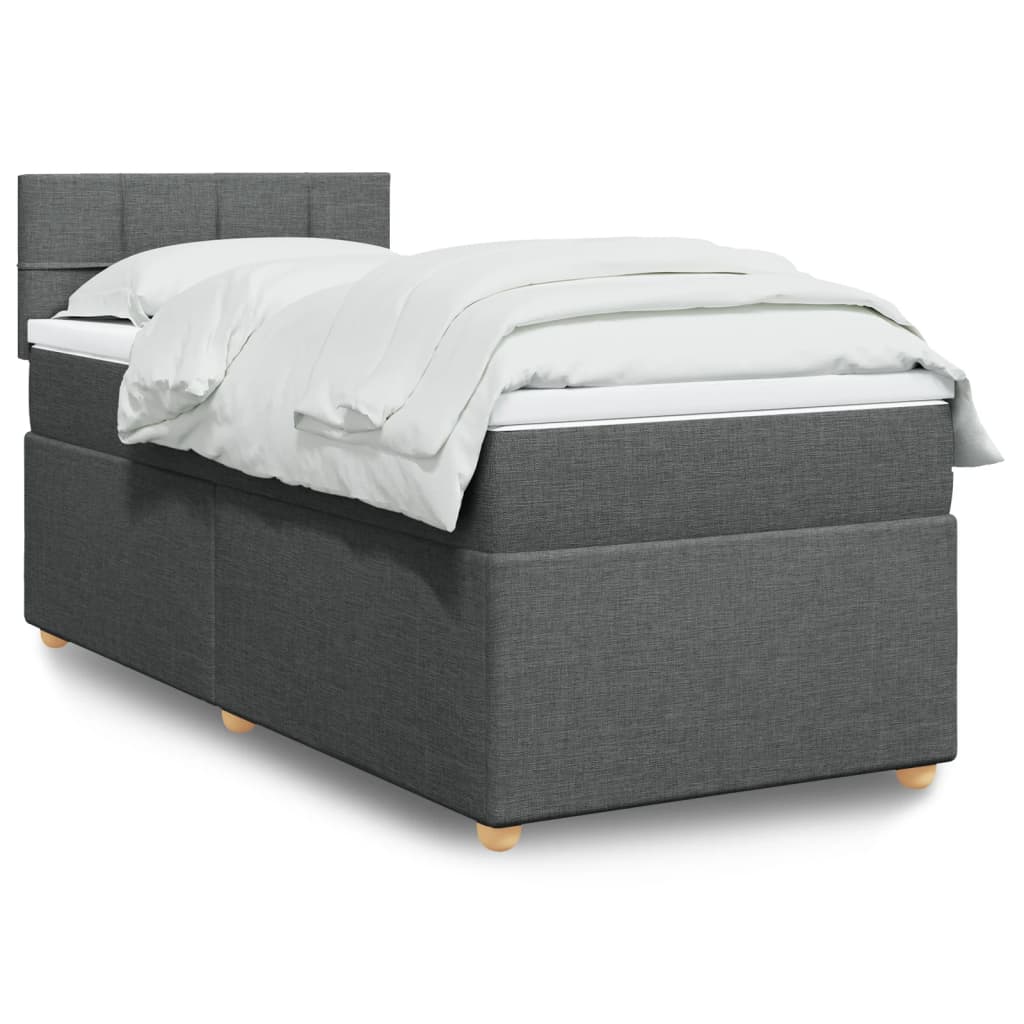 Cama com molas/colchão 90x190 cm tecido cinza-escuro