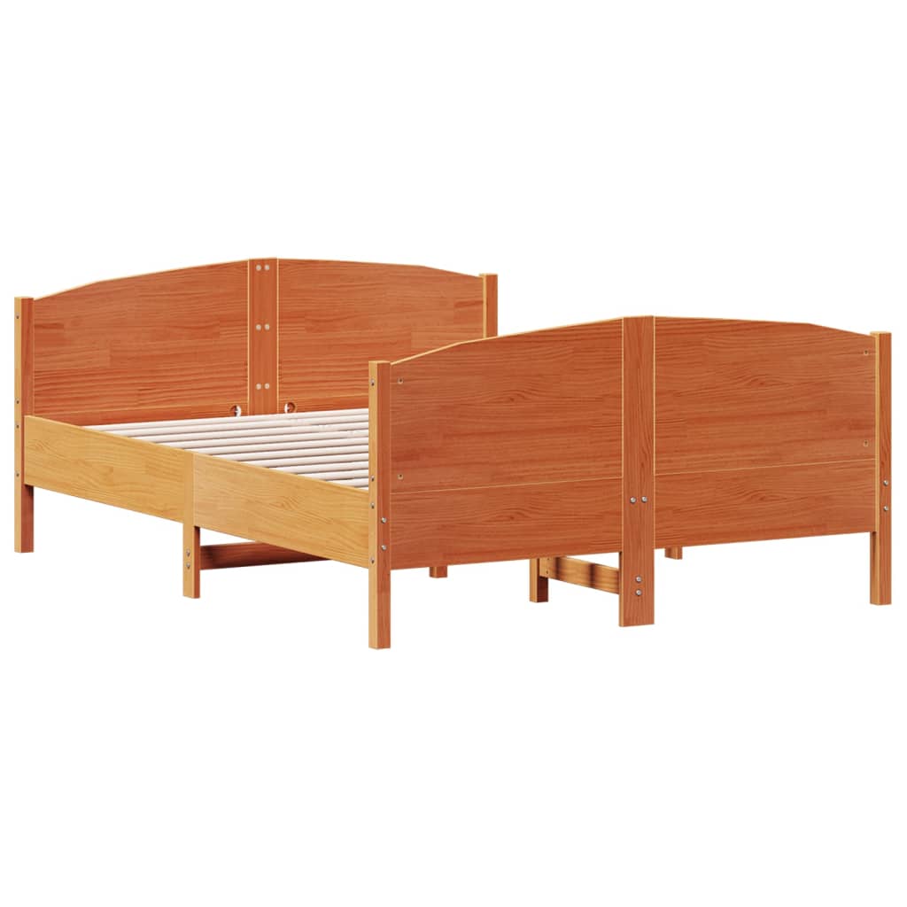 Cama sem colchão 120x190 cm madeira pinho maciça castanho-mel