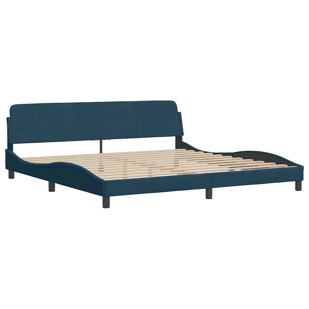 Cama com colchão dover 200x200 cm veludo azul