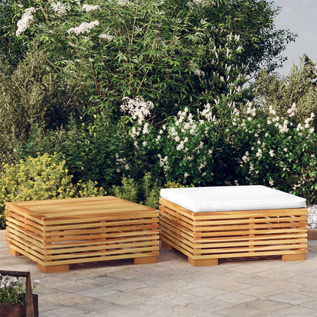 2 Pcs conjunto lounge de jardim madeira de teca maciça