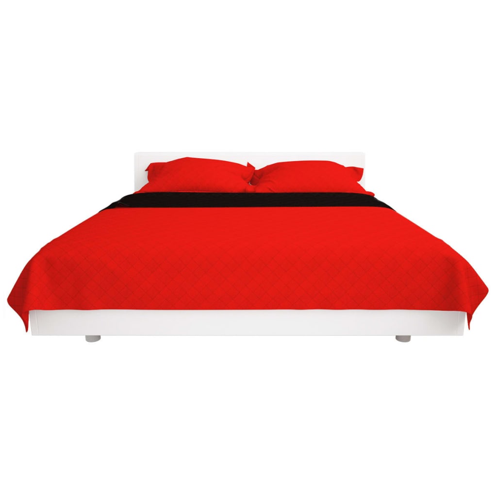 Colcha dupla face acolchoada 220x240 cm vermelho e preto