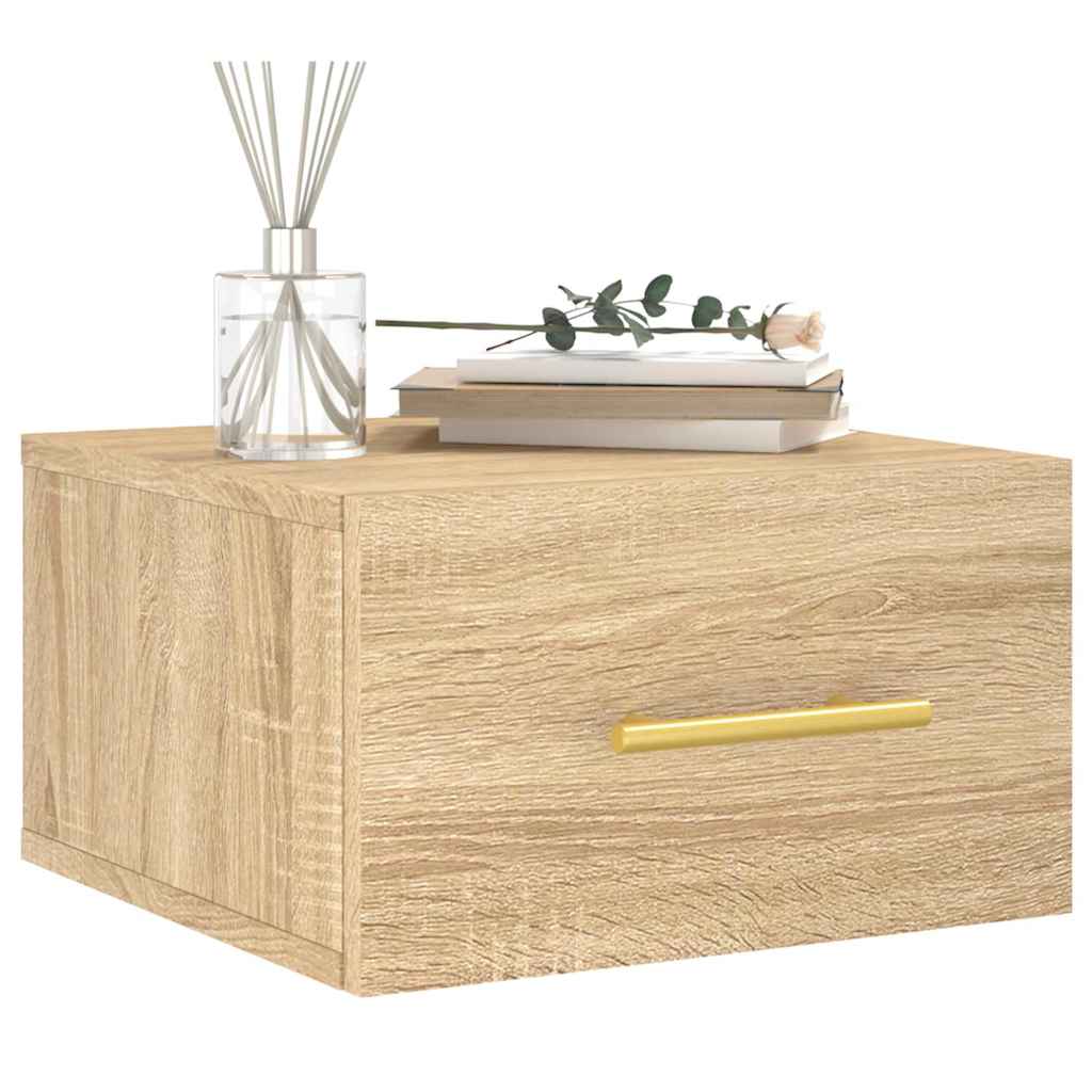 Mesas de cabeceira parede 2 pcs 35x35x20 cm cor carvalho sonoma