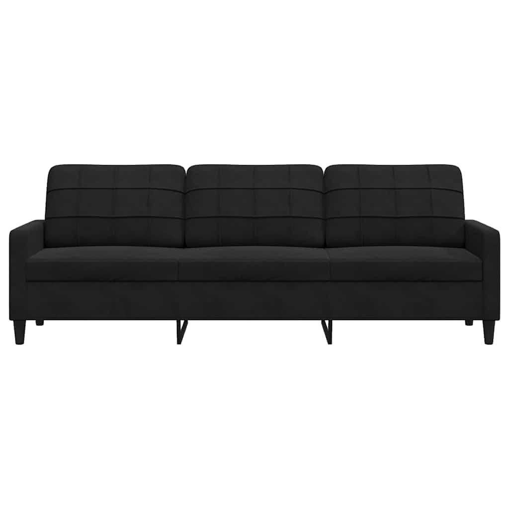 Sofá de 3 lugares 210 cm veludo preto
