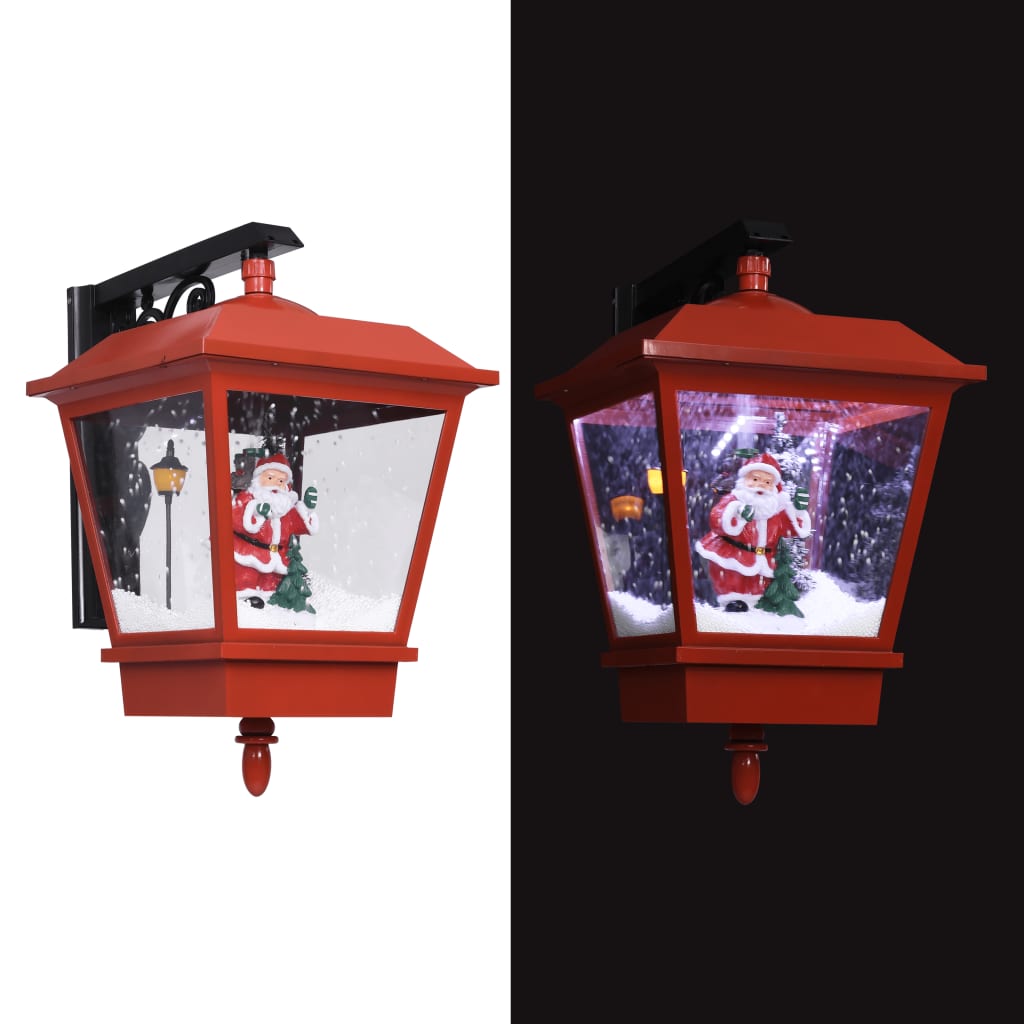 Candeeiro de parede luzes LED e pai natal 40x27x45 cm vermelho