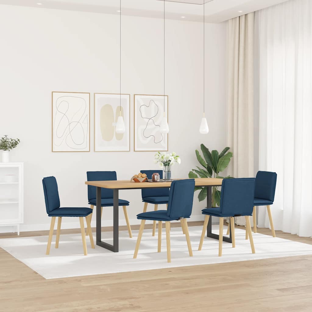Cadeiras de jantar 6 pcs tecido azul