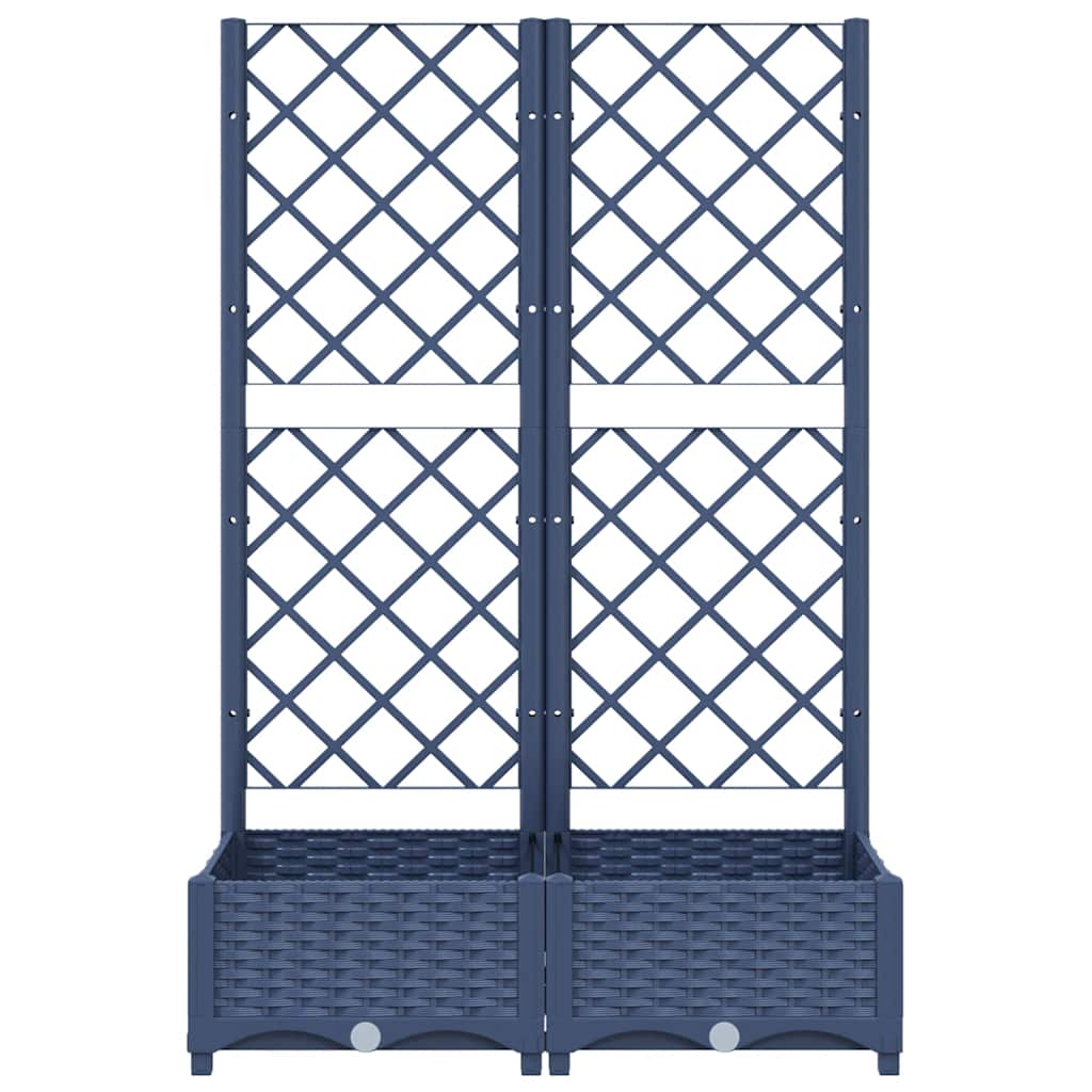 Vaso de jardim com treliça azul-acinzentado 80x40x121,5 cm PP