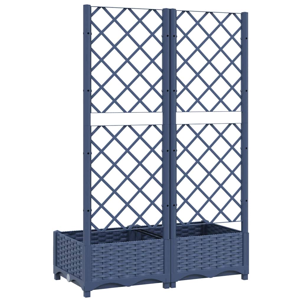 Vaso de jardim com treliça azul-acinzentado 80x40x121,5 cm PP