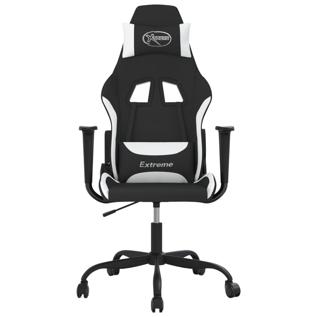 Cadeira de gaming tecido preto e branco