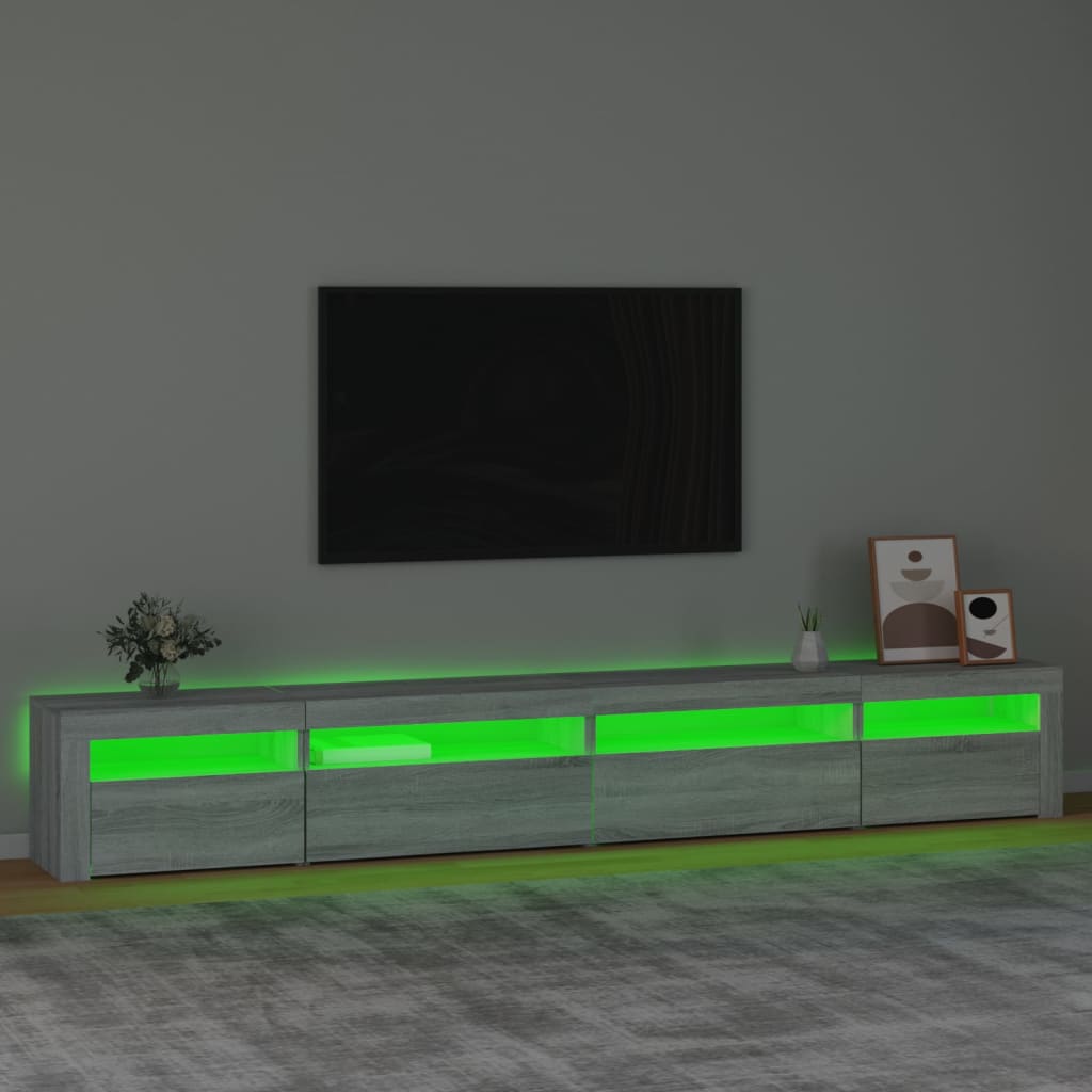Móvel de TV com luzes LED 270x35x40 cm sonoma cinza
