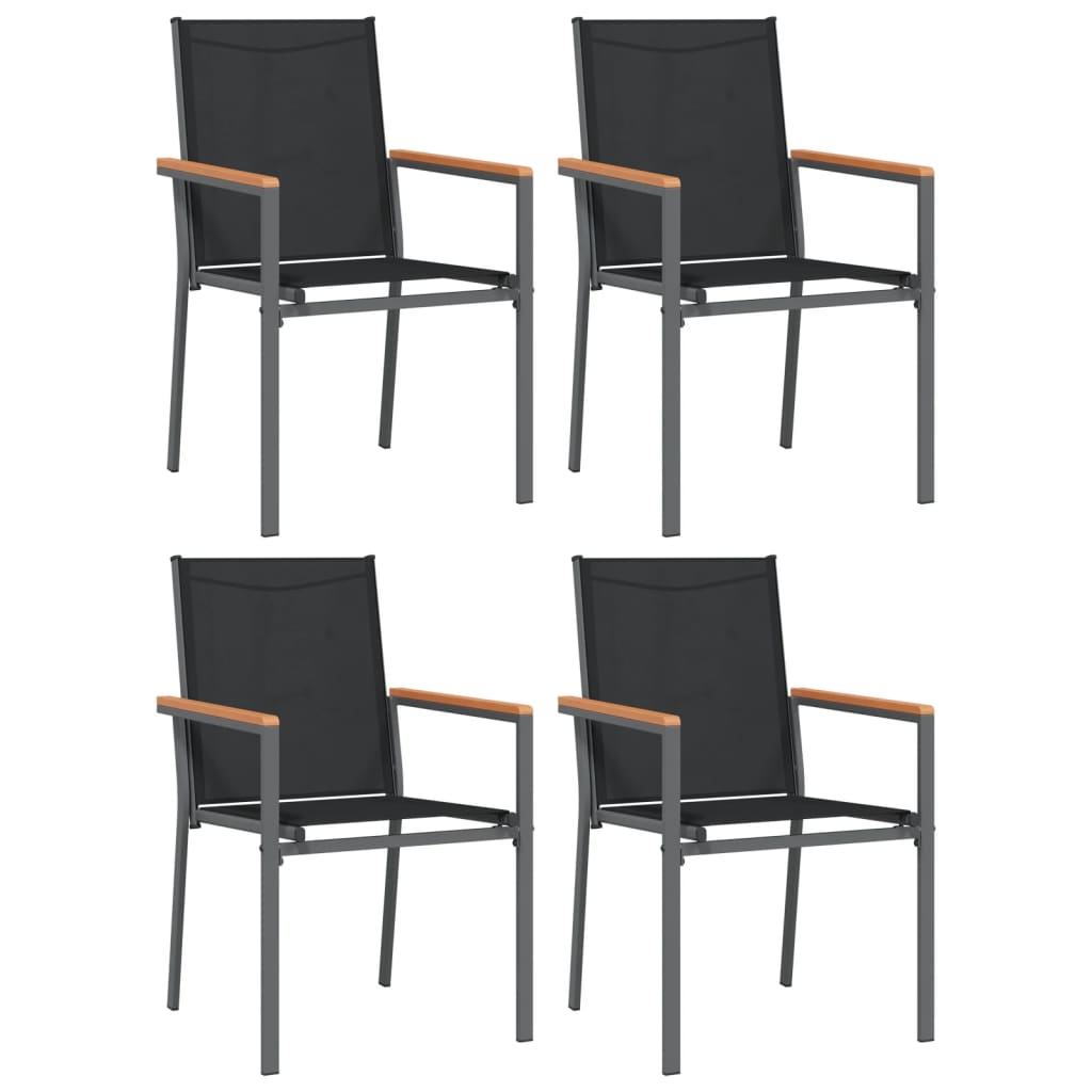 5 Pcs conjunto de jantar para jardim textilene e aço preto