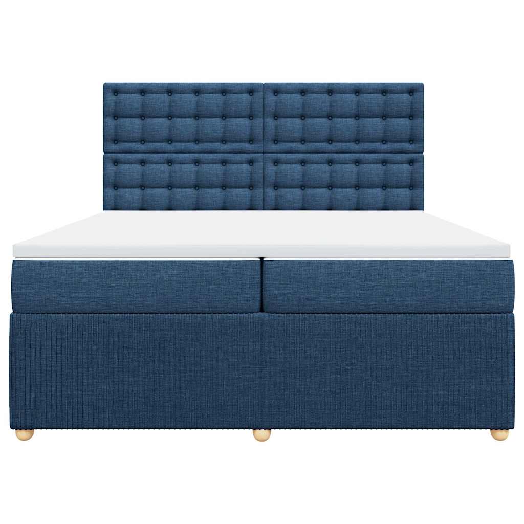 Cama com molas/colchão 200x200 cm tecido azul