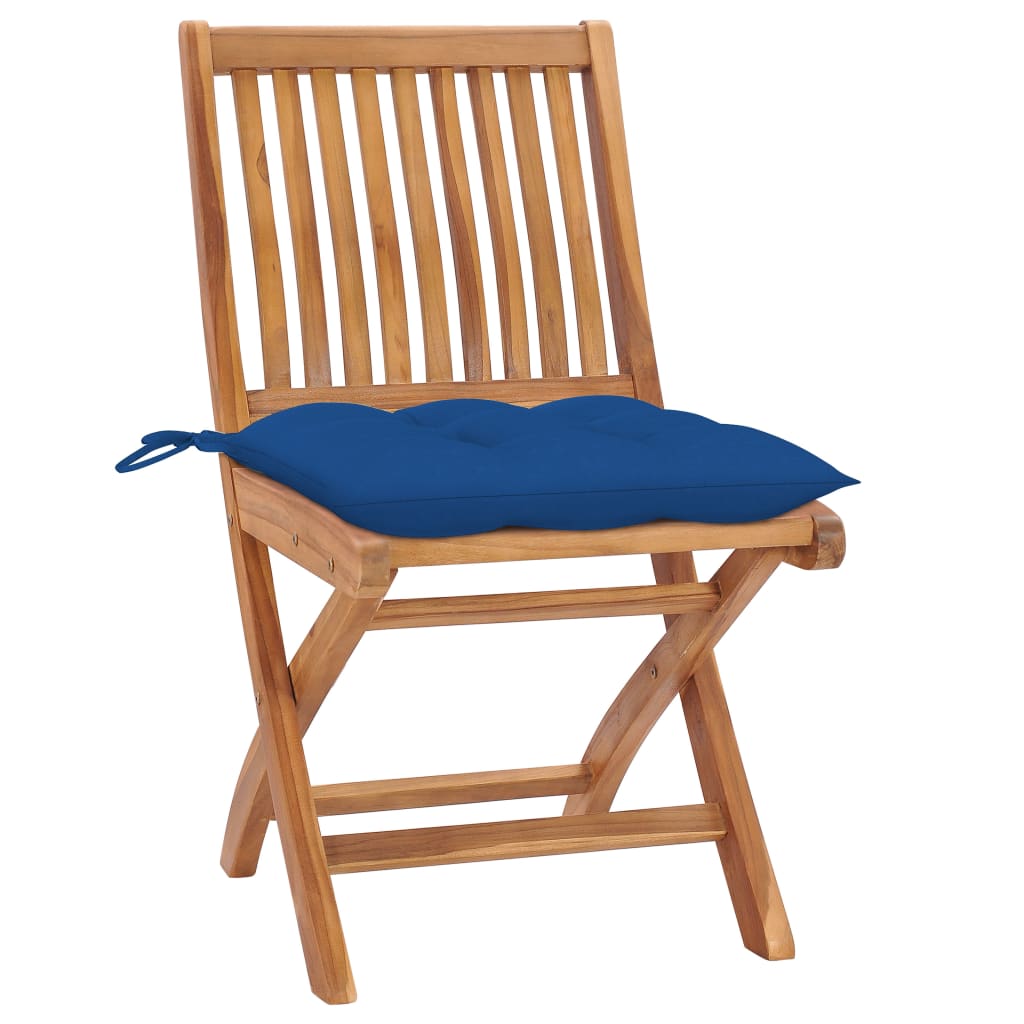 Cadeiras de jardim dobráveis c/ almofadões 6 pcs teca maciça