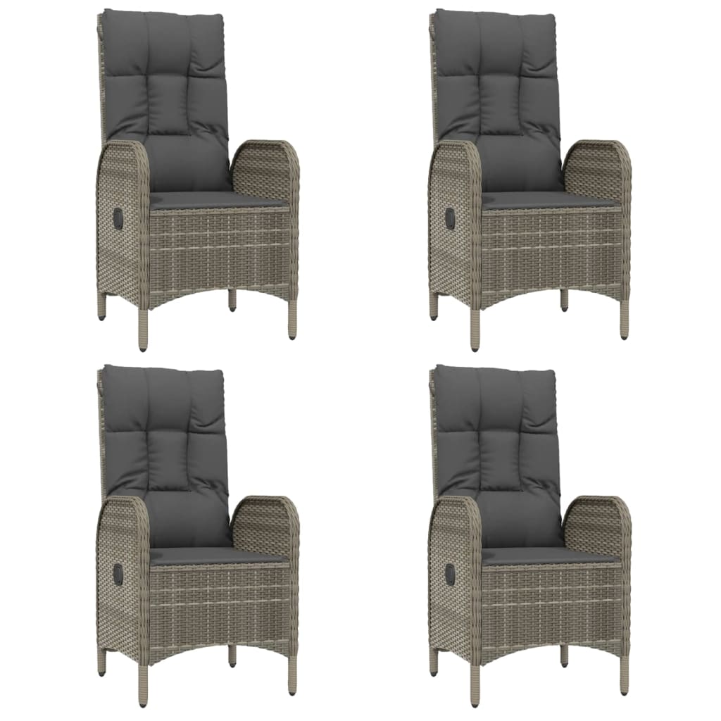 5 Pcs conjunto de jantar p/ jardim c/ almofadões vime PE cinza