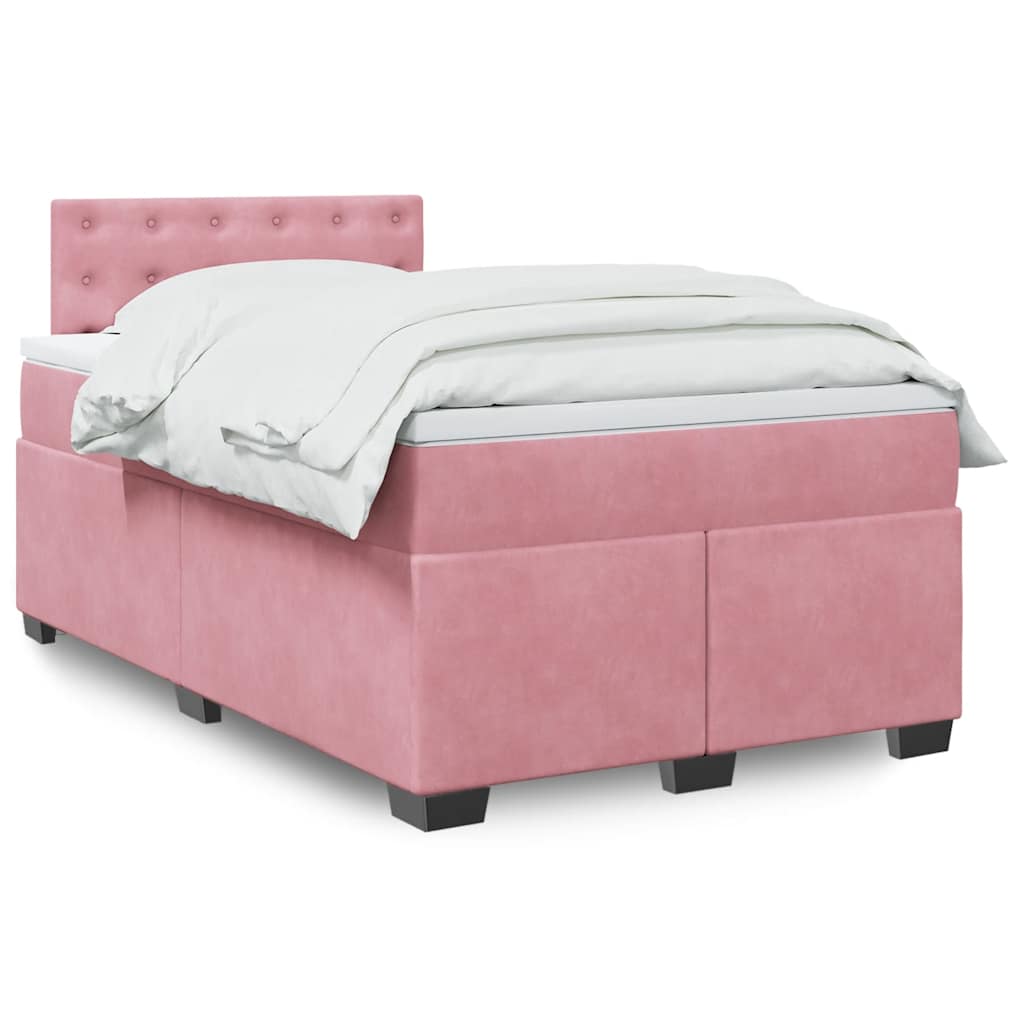 Cama boxspring com colchão 120x190 cm veludo rosa