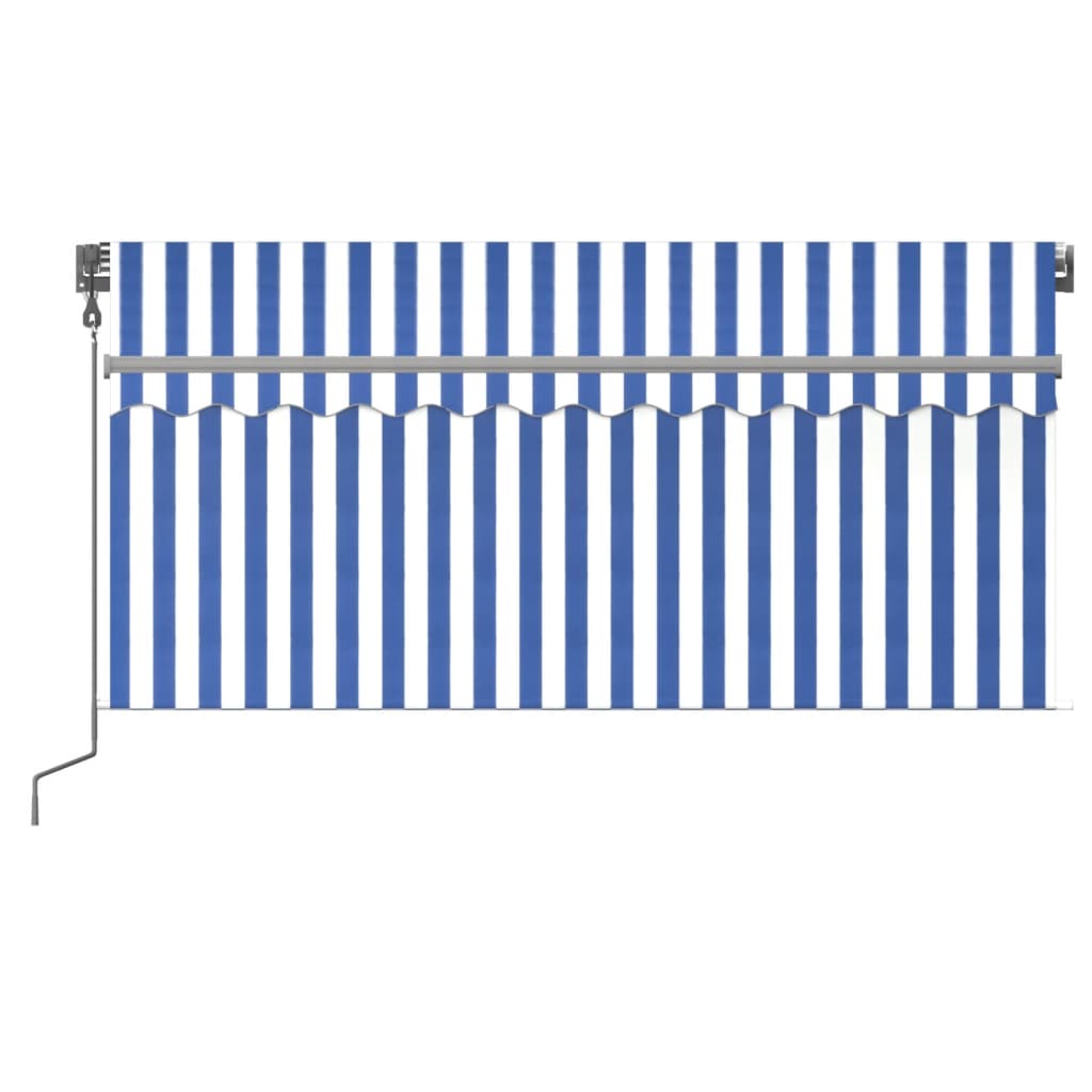 Toldo automático c/ estore/LED/sensor vento 3x2,5m azul/branco