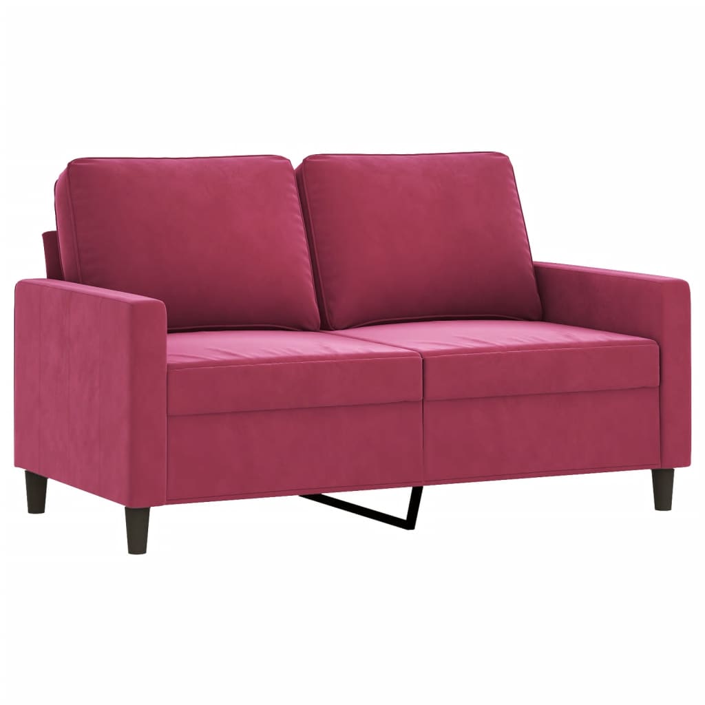 3 Pcs conjunto de sofás com almofadões veludo vermelho tinto