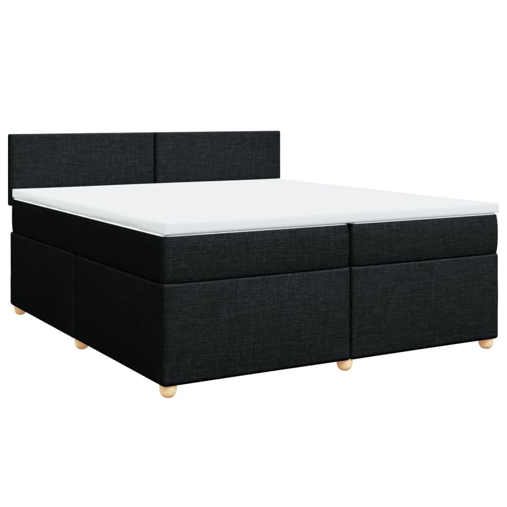 Cama com molas/colchão 200x200 cm tecido preto