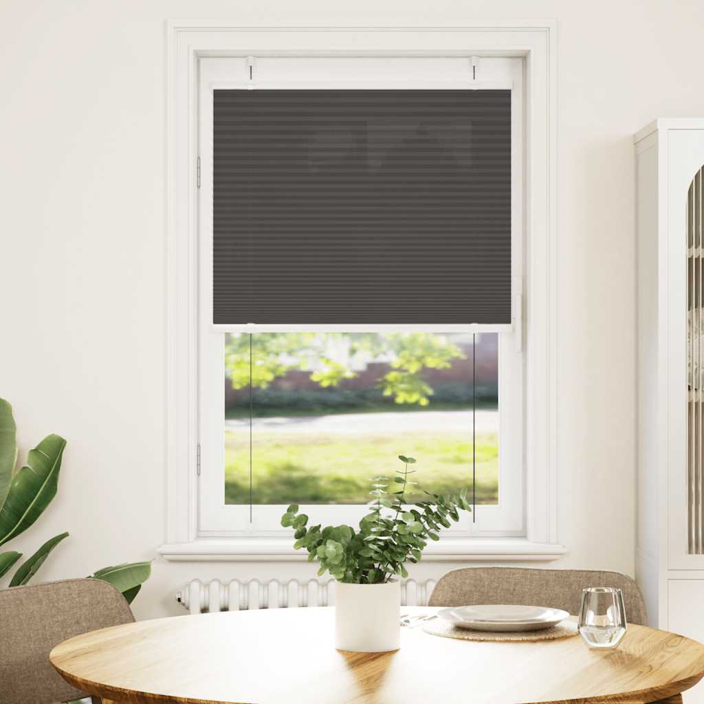 Preto plissada cega 75x100 cm largura tecido 74,4 cm poliéster