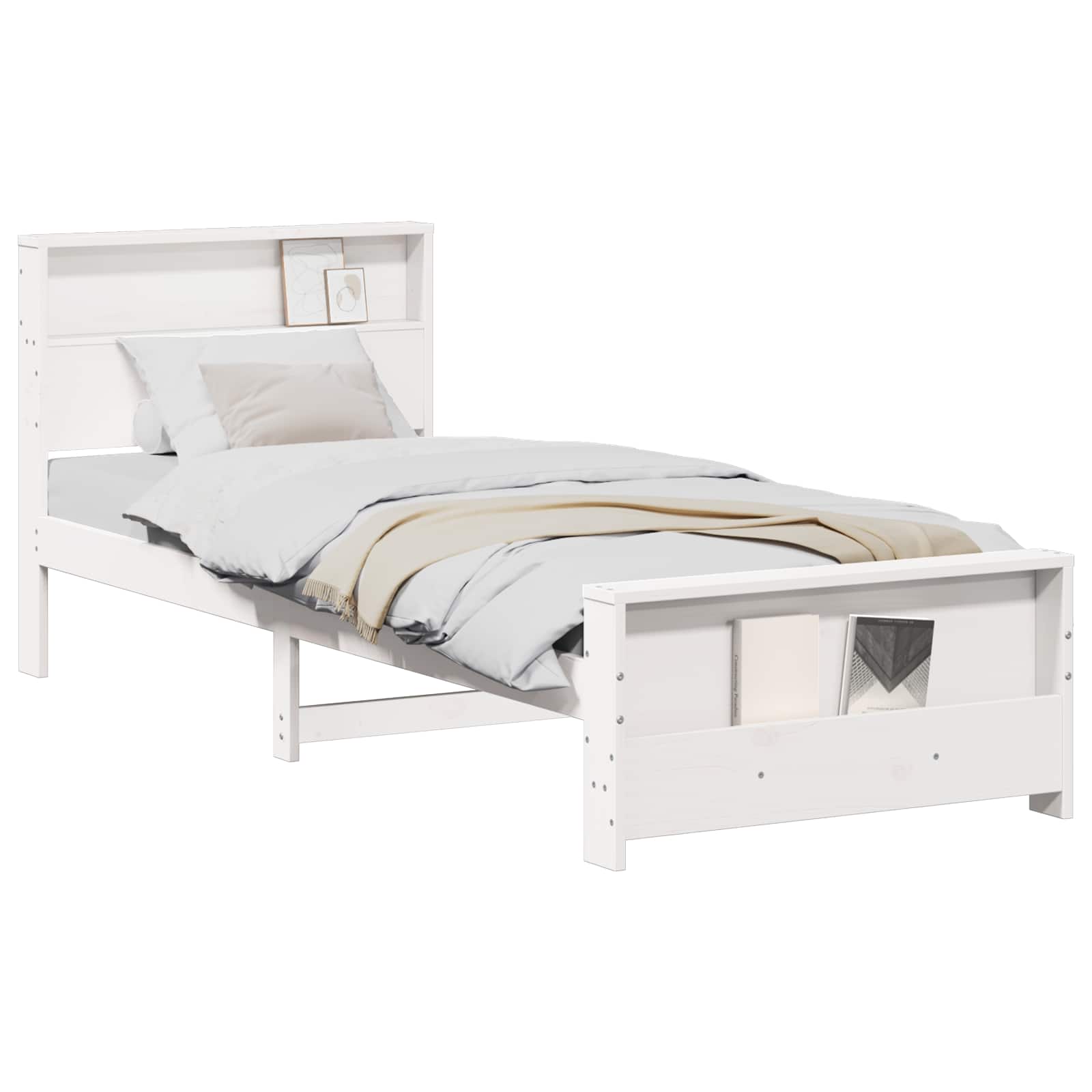 Estrutura da cama branco 75 x 190 cm madeira processada