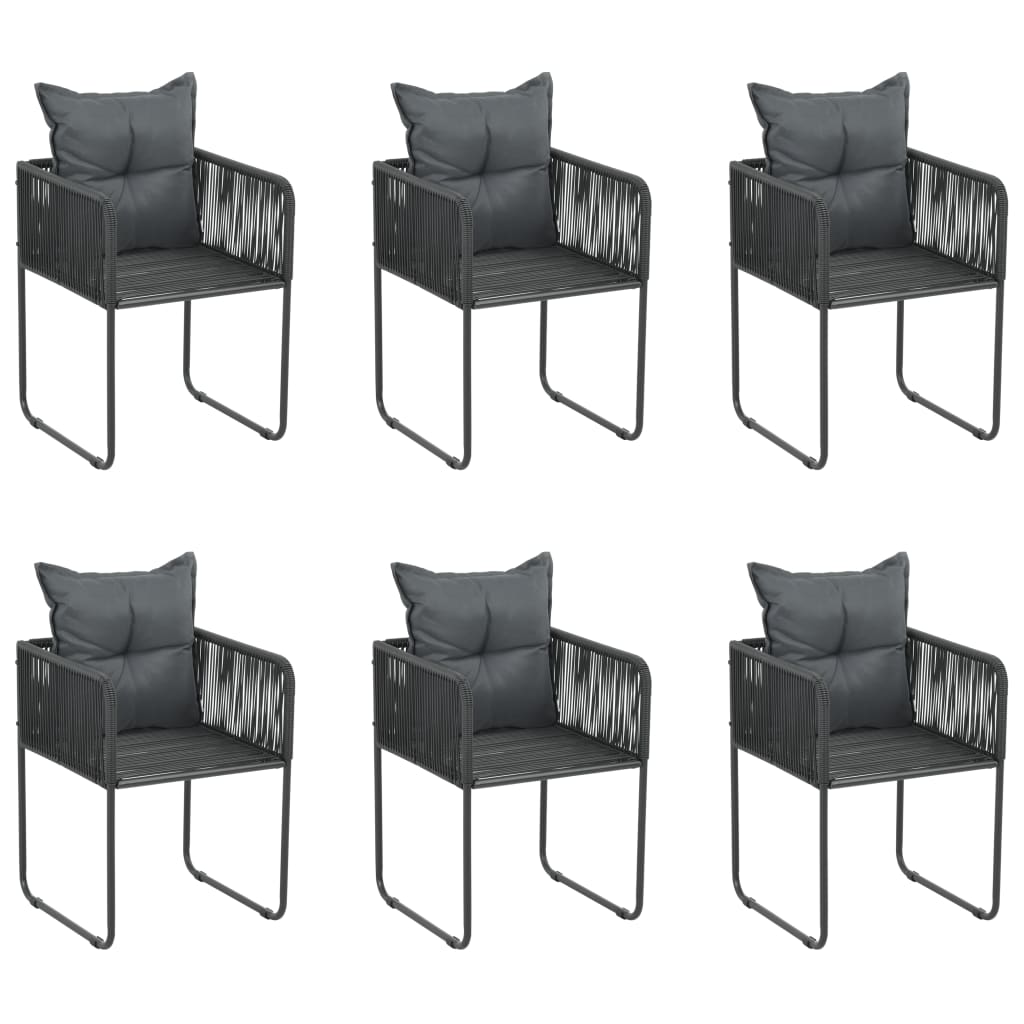7 Pcs conjunto de jantar para jardim preto