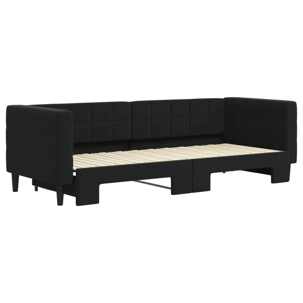 Sofá-cama com gavetão 80x200 cm veludo preto